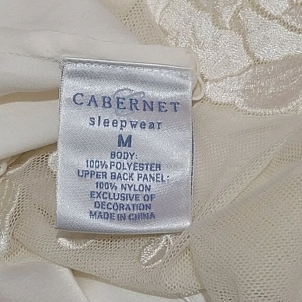 Vintage Cabernet Ivory Satin Gown Slip Dress Sheer Back M